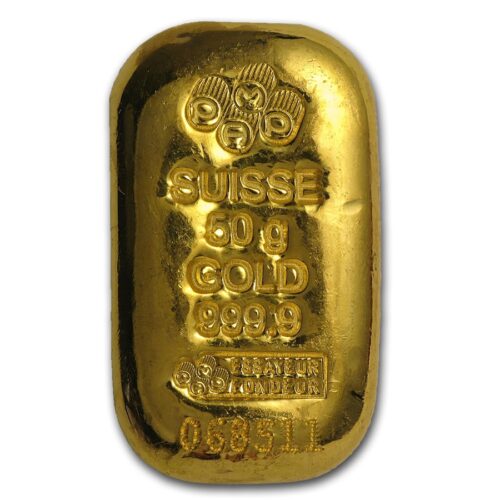 50 gram Pamp Suisse Cast Gold Bar