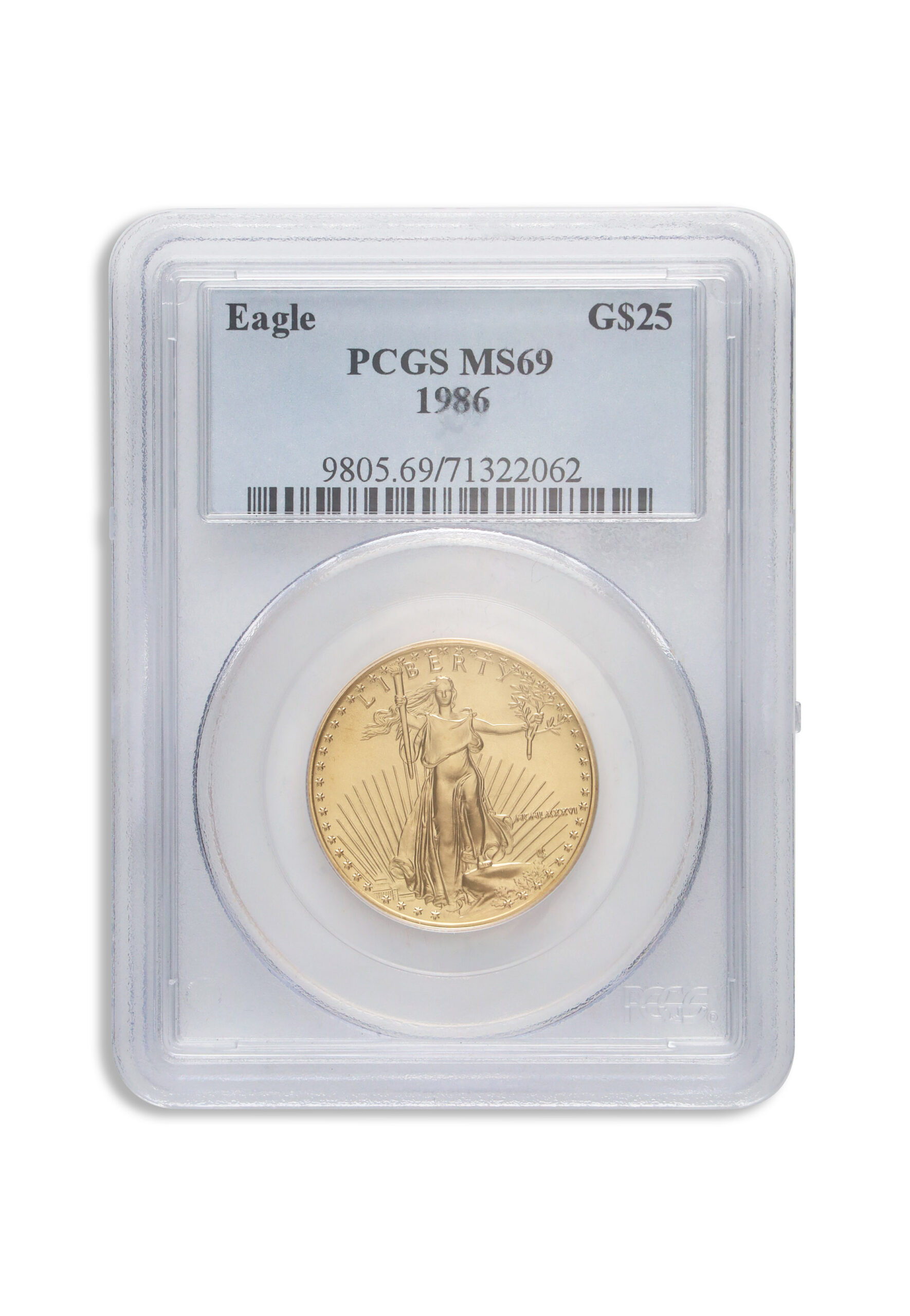 1986 1/2 oz Gold Eagle $25 PCGS MS69