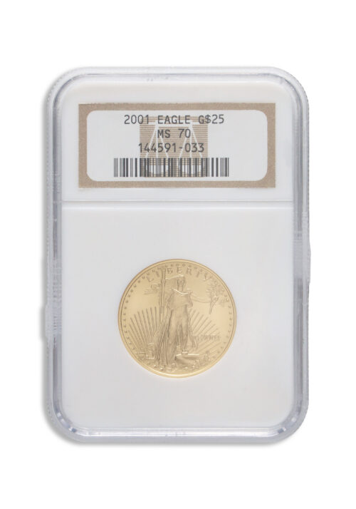 2001 1/2 oz Gold Eagle $25 NGC MS70